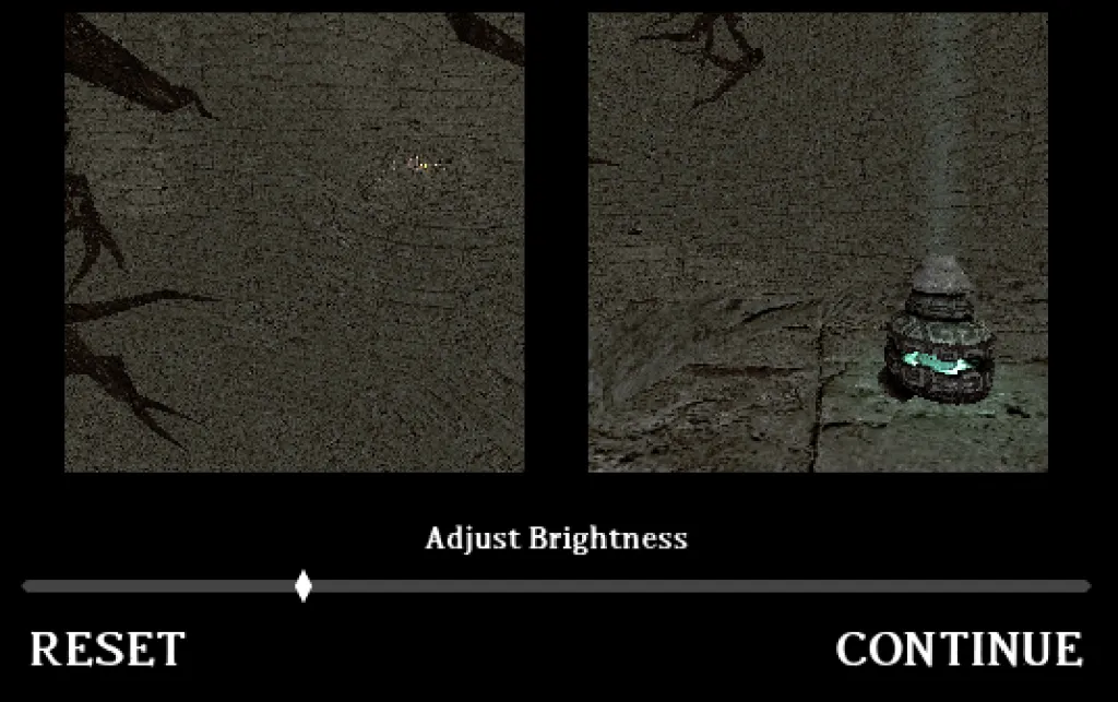 Idols of Ash gameplay showing the player's grappling hook attached to a massive decaying stone pillar